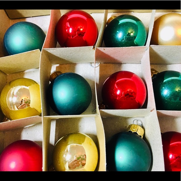 20 Xmas Polish Glass Mini Ball Ornaments Gold Red - Picture 3 of 8